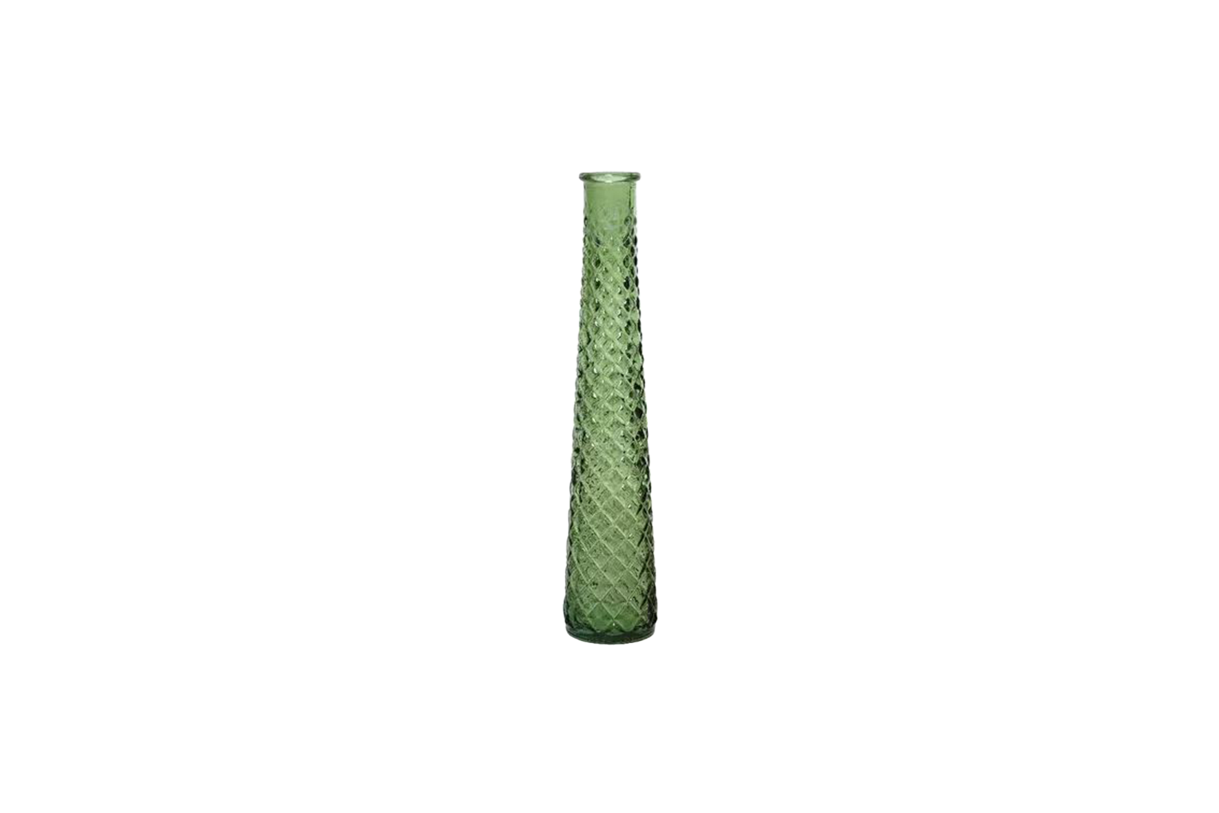 Vase | Glass green narrow with dots ⌀7xH32