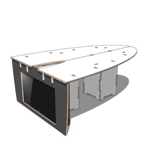 Vergadertafel modulair half incl. TV L200xB140xH71