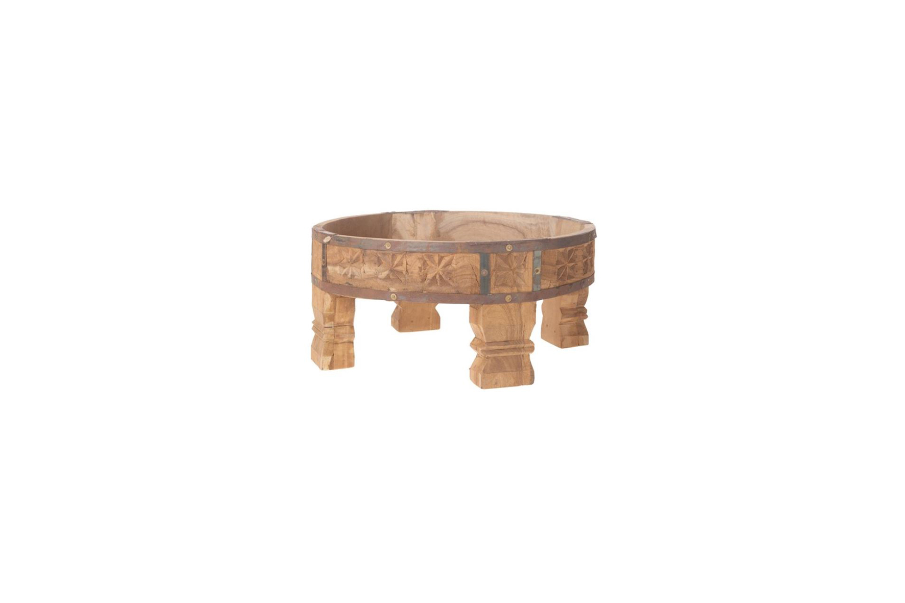 Vintage bijzettafel hout Chakki Ø38xH17