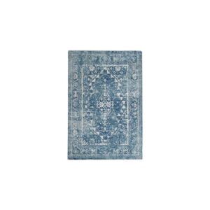 Vloerkleed XL | Blauw met bloemen dessin L290xB200