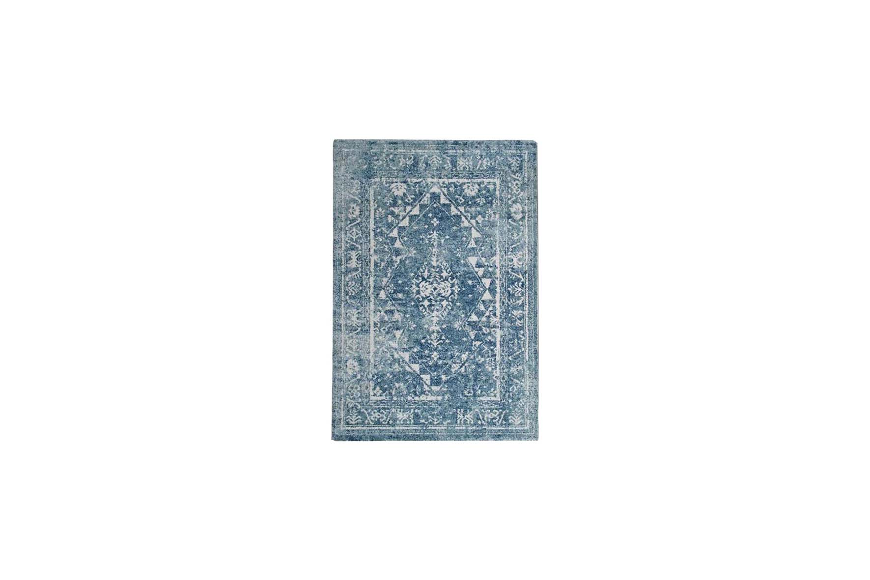 Vloerkleed XL | Blauw met bloemen dessin L290xB200