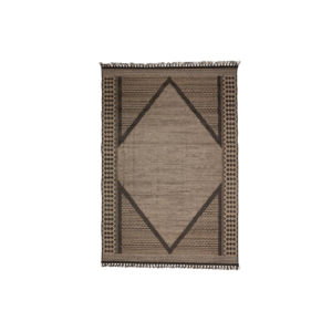 Vloerkleed M | Zwart ruitpatroon met franjes L190xB135