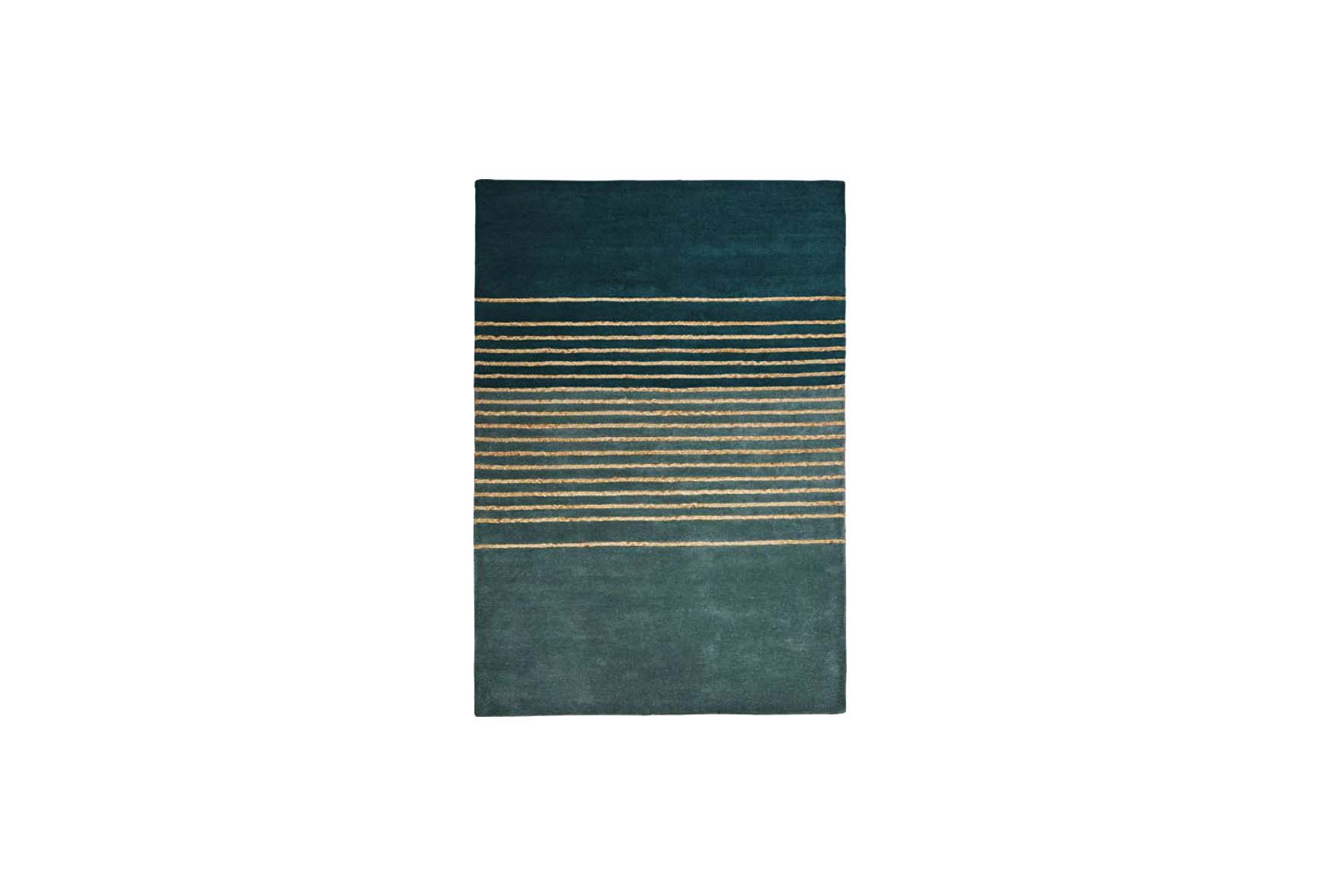 Carpet | Emerald green with jute stripes L230xW160