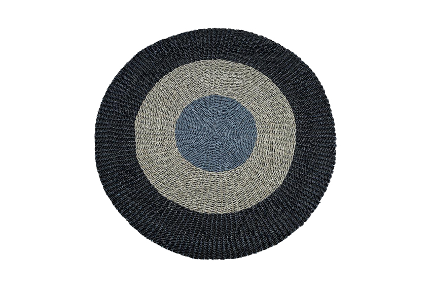Vloerkleed rond L | Grijs/naturel/zwart Ø200