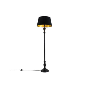 Vloerlamp L | Zwart met zwart gouden kap Ø45xH155