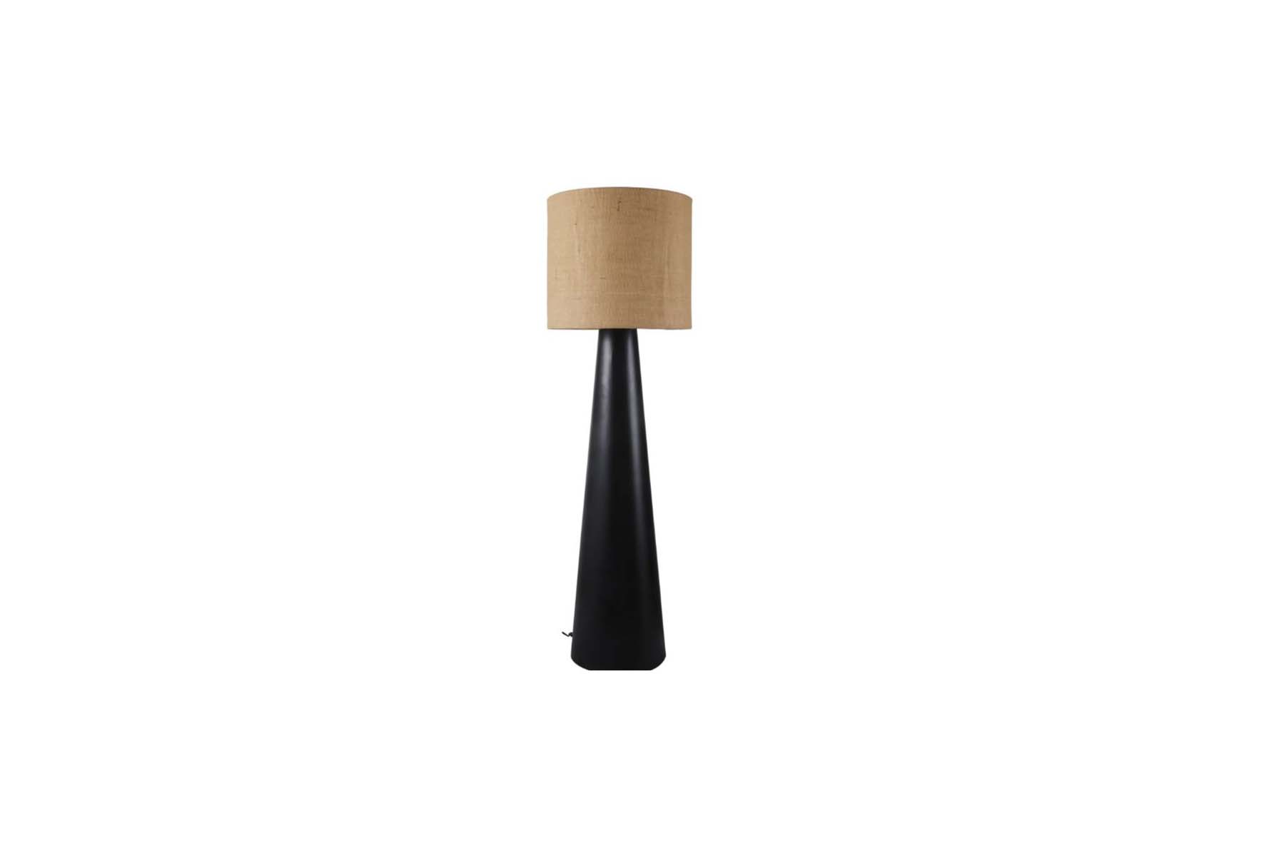 Vloerlamp M | Zwart metaal met jute kap Ø46xH149