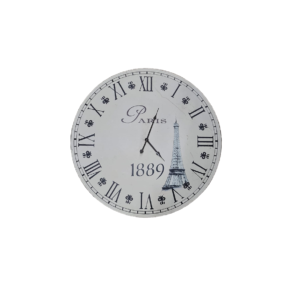 Wandklok vintage wit hout Paris Ø68