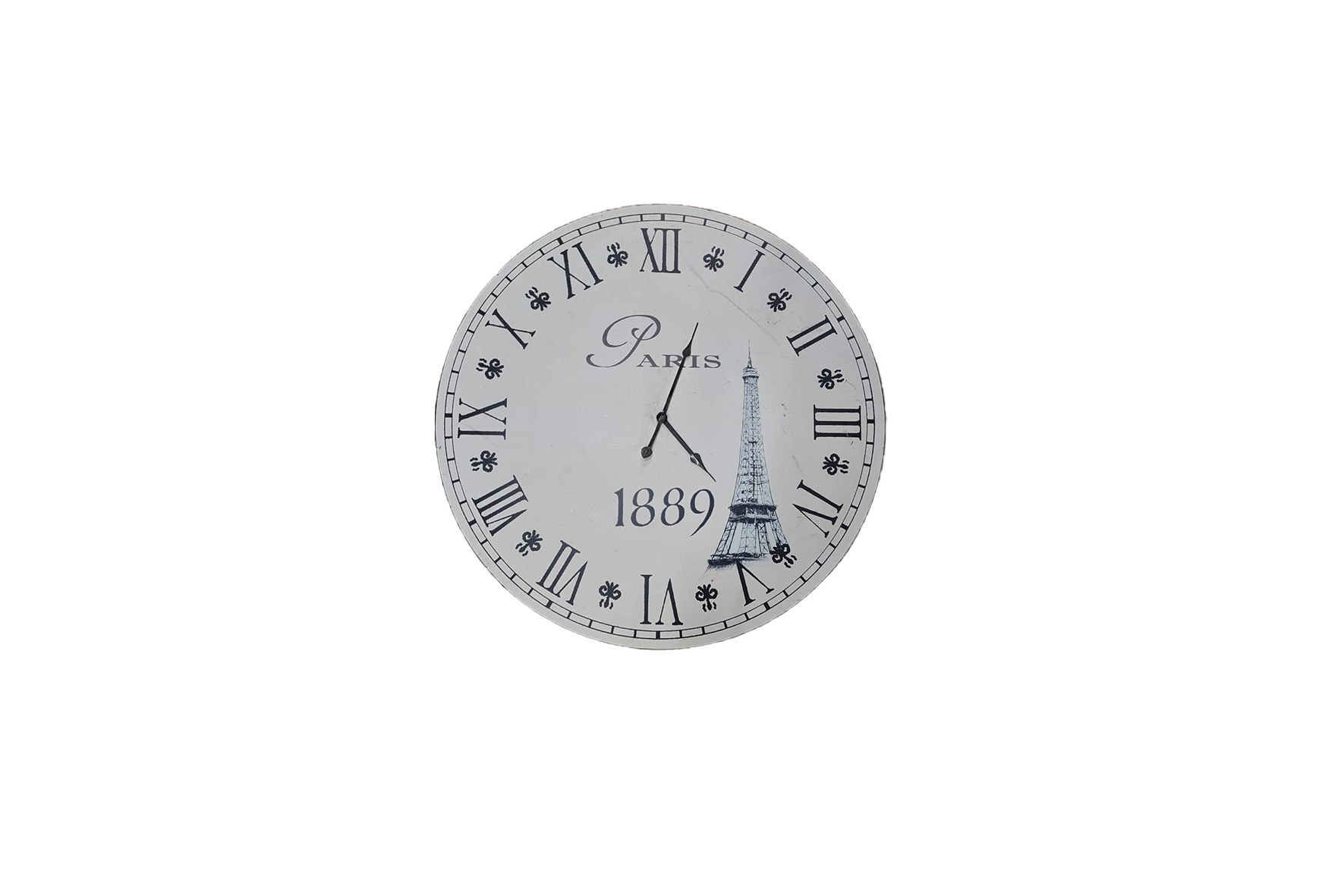 Wall clock vintage white wood Paris Ø68