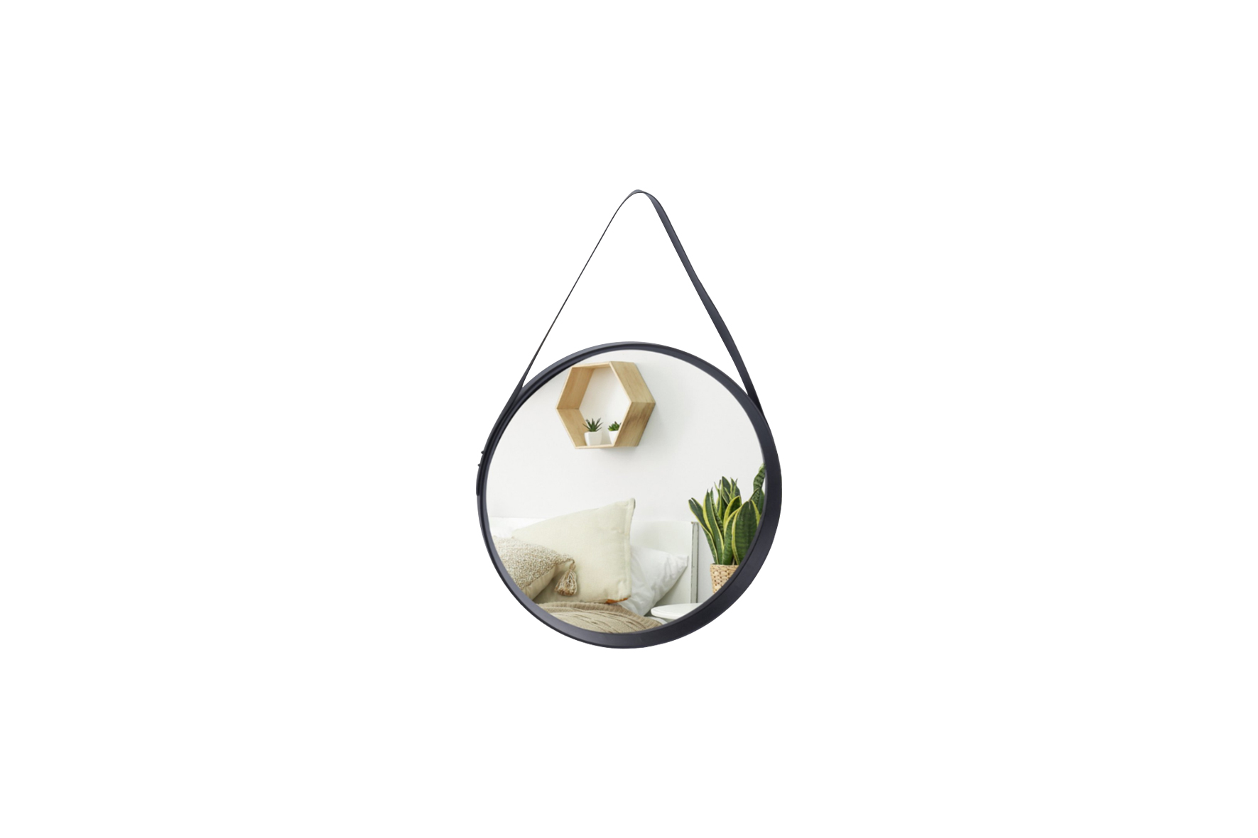 Wall Mirror | round with band and black frame Ø51