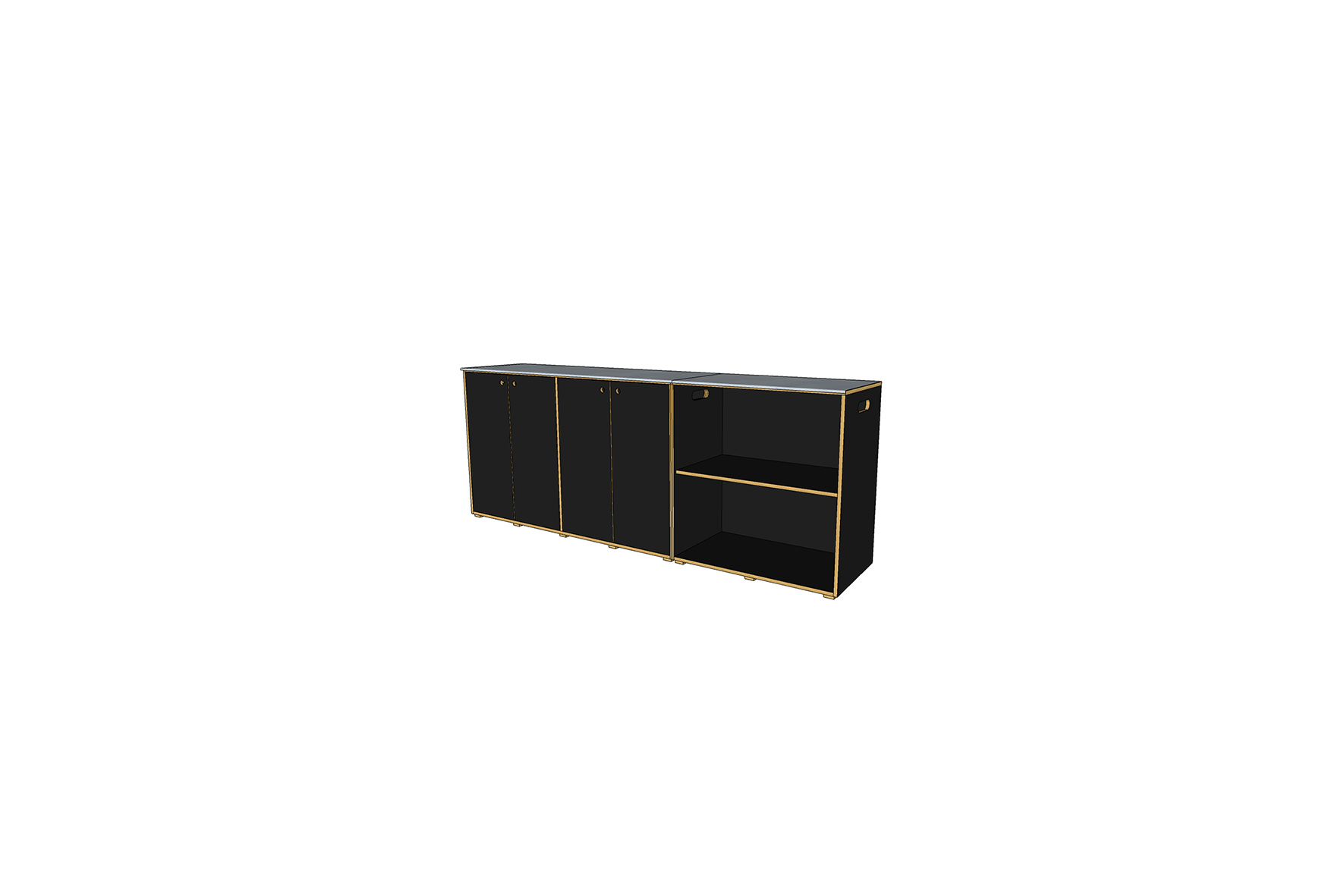 Concrete plywood work cabinet L250xW52xH96 (set)