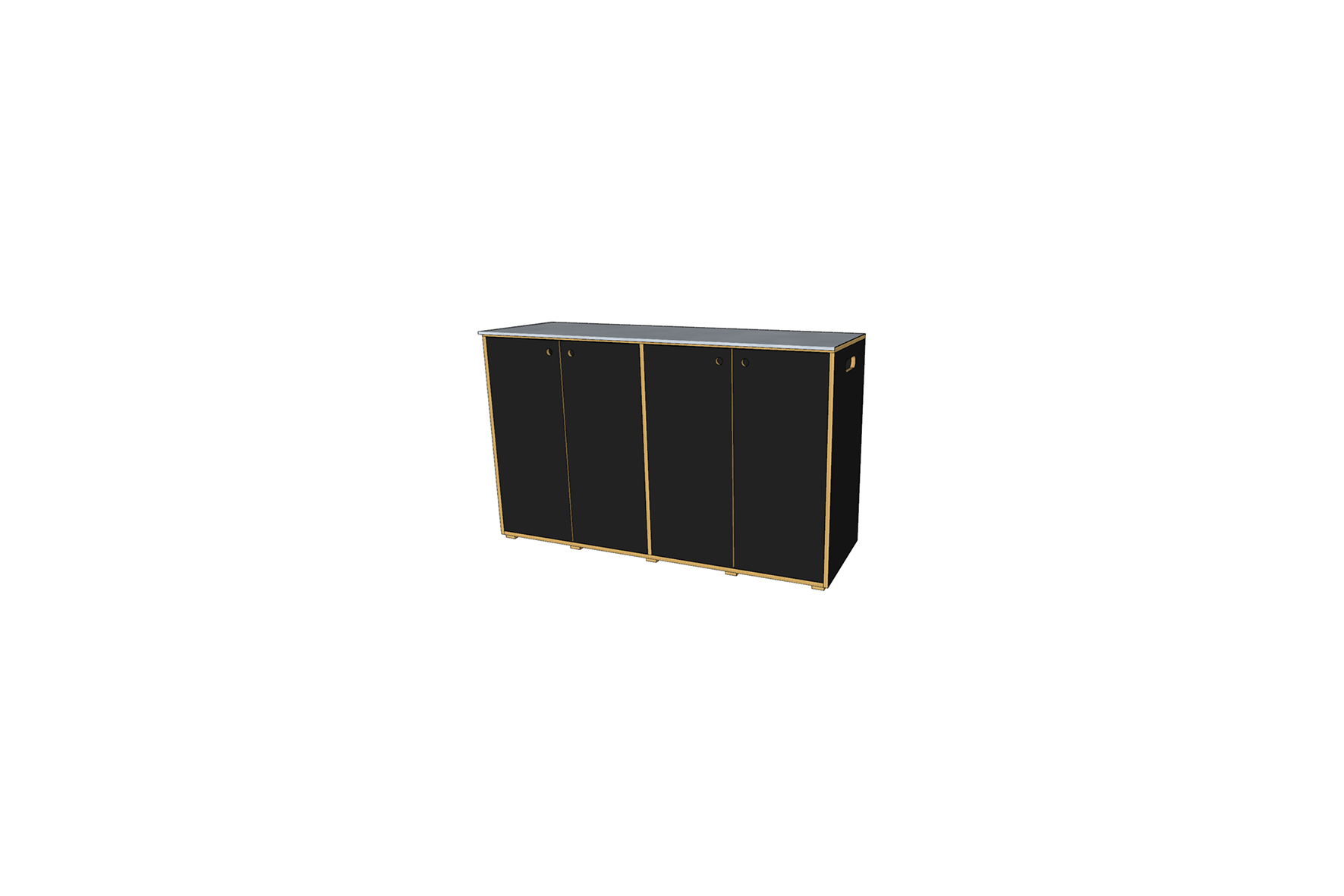 Concrete plywood work cabinet with doors L158xW52xH96