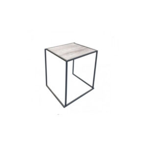 X | Dinertafel zwart met houten blad L70xB70xH75