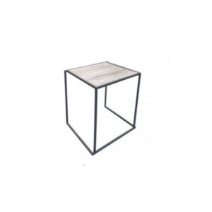 X | Dinertafel zwart met houten blad L70xB70xH75