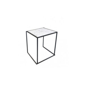 X | Dinertafel zwart met marmer blad L70xB70xH75