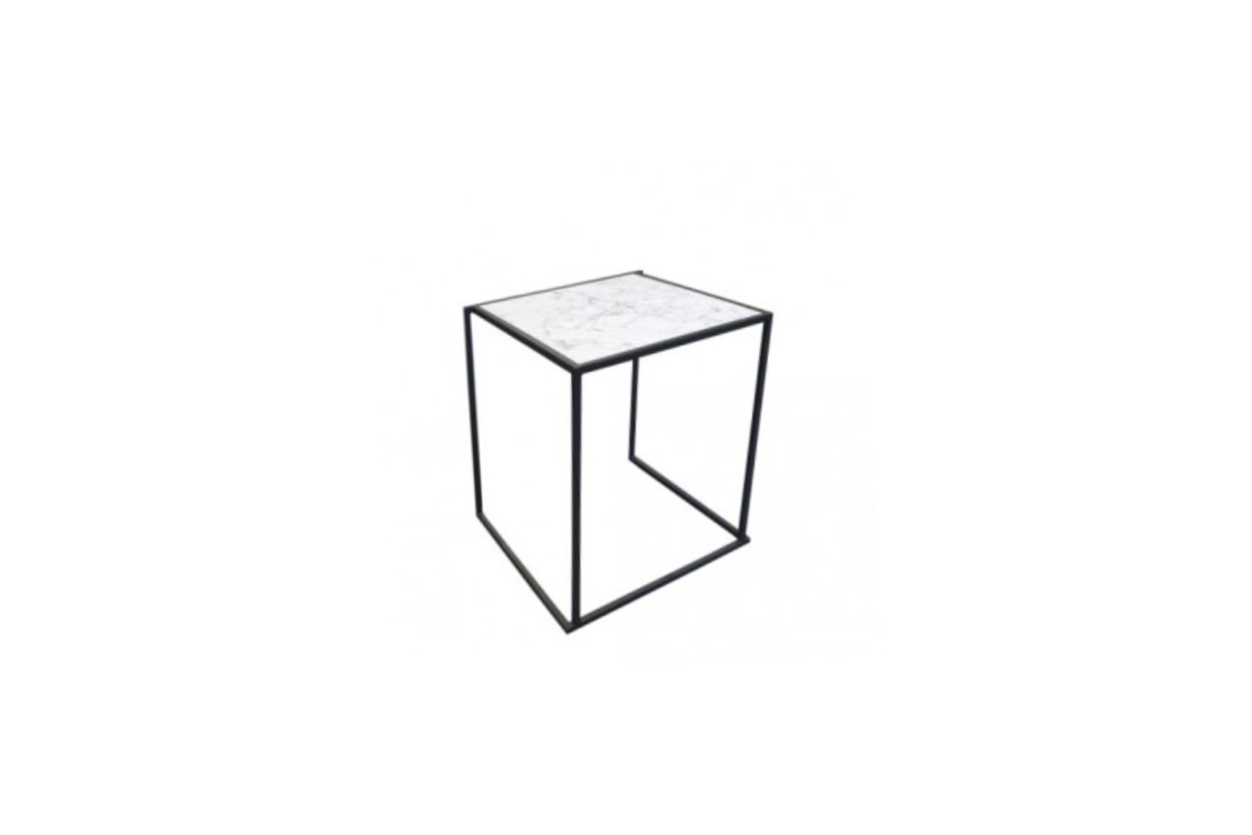 X | Dinertafel zwart met marmer blad L70xB70xH75