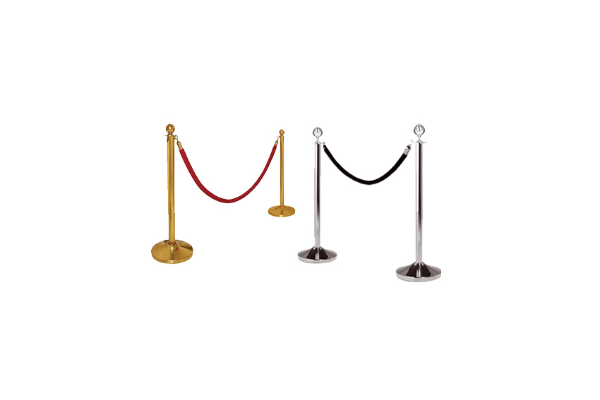 Stanchion post chrome and rope in different colors