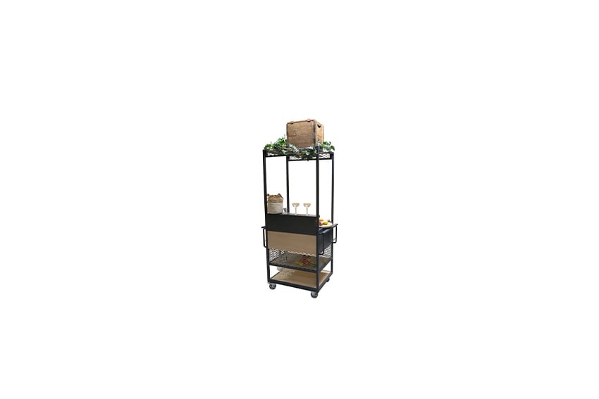 Brooklyn bar trolley zwart staal L80xB65xH203