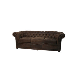Chesterfield 2,5-zits bank suède bruin L215xB87xH75