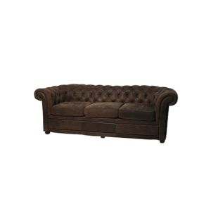 Chesterfield 2,5-seater sofa suede brown L215xW87xH75