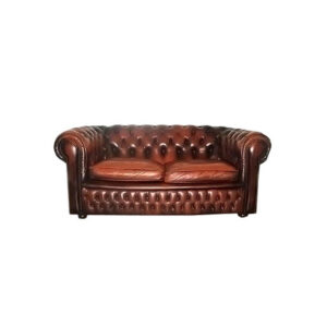 Chesterfield 2-zits bank leer doorleefd L162xB89xH69