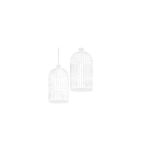 Deco | Vogelkooi wit klein met ketting Ø25xH45