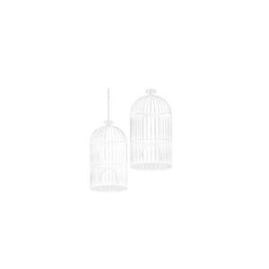 Deco | Vogelkooi wit klein met ketting Ø25xH45
