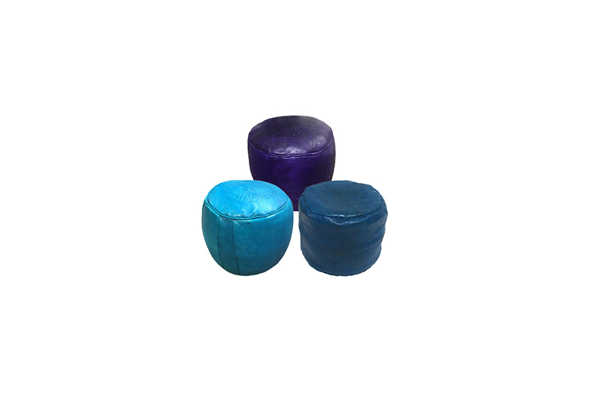 Ibiza poef leer Ø40xH40 (diverse kleuren)