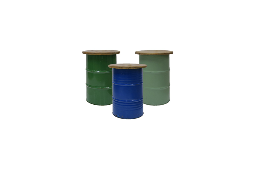 Industrieel olieton statafel Ø58xH90 (diverse kleuren)