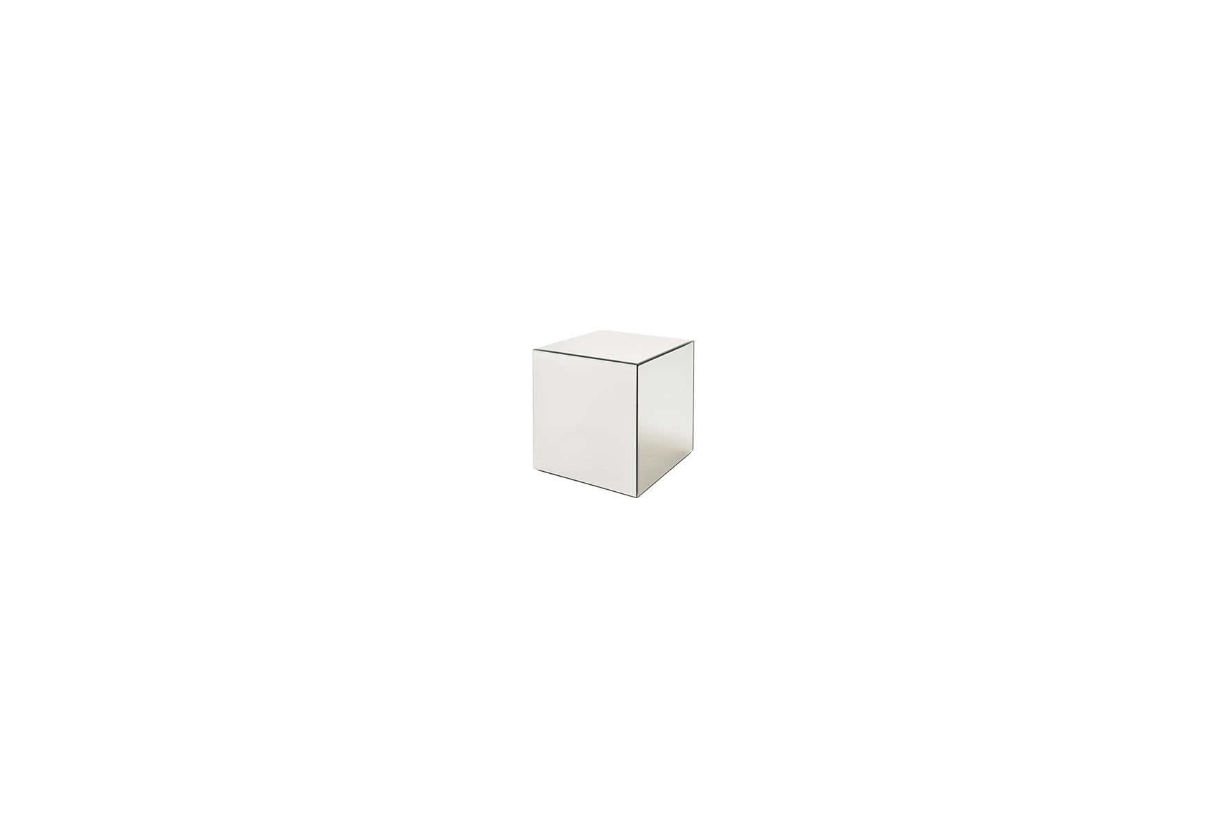 Cube-shaped side table with mirrored glass top L35xW35xH35