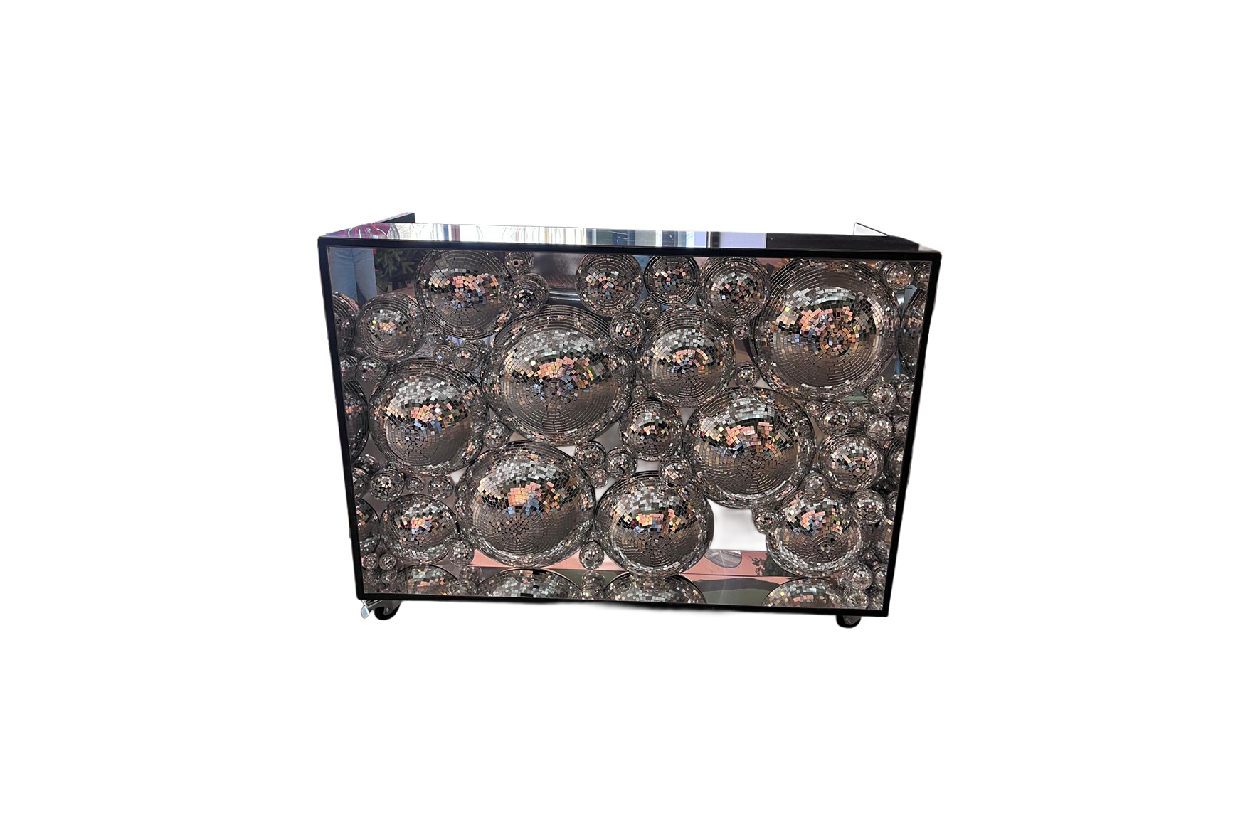 DJ booth with disco ball front panel L162xW70xH121