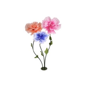 Artificial flower | Peony with 3 multicoloured flowers on a stand H220