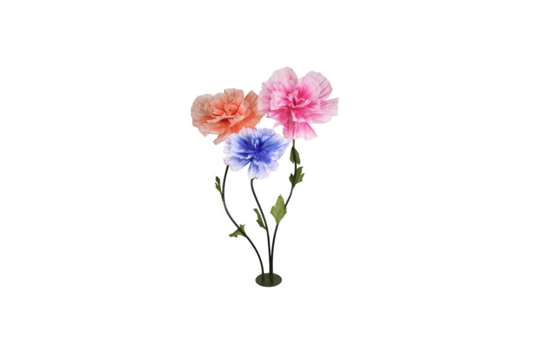 Kunstbloem XL | Pioenroos multicolor met 3 bloemen op standaard L220 (set)