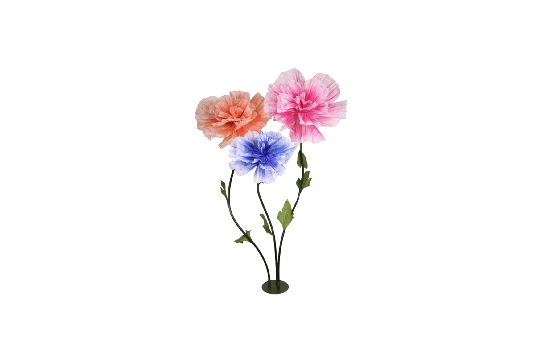 Kunstbloem XL | Pioenroos multicolor met 3 bloemen op standaard L220 (set)