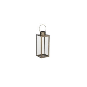 Lantaarn | Glas metaal goud hoog L14xB13xH35