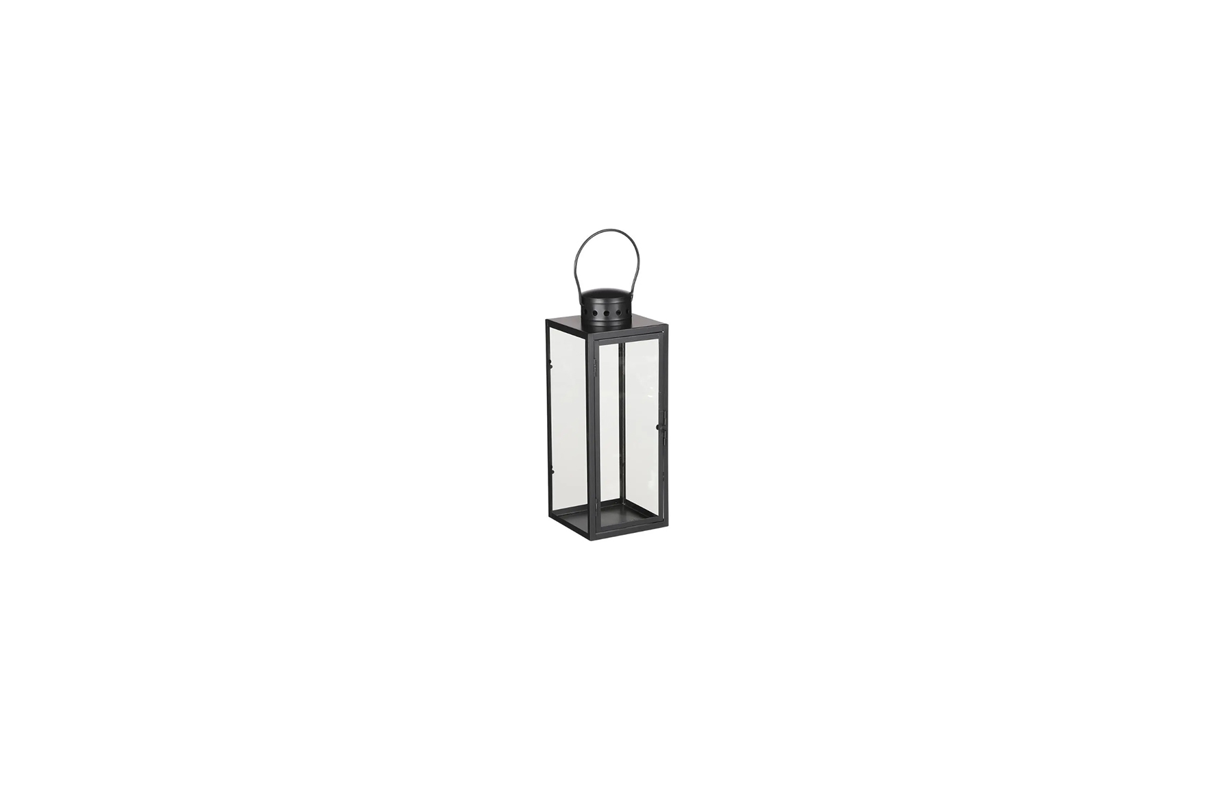 Lantaarn | Glas metaal zwart hoog L14xB13xH35
