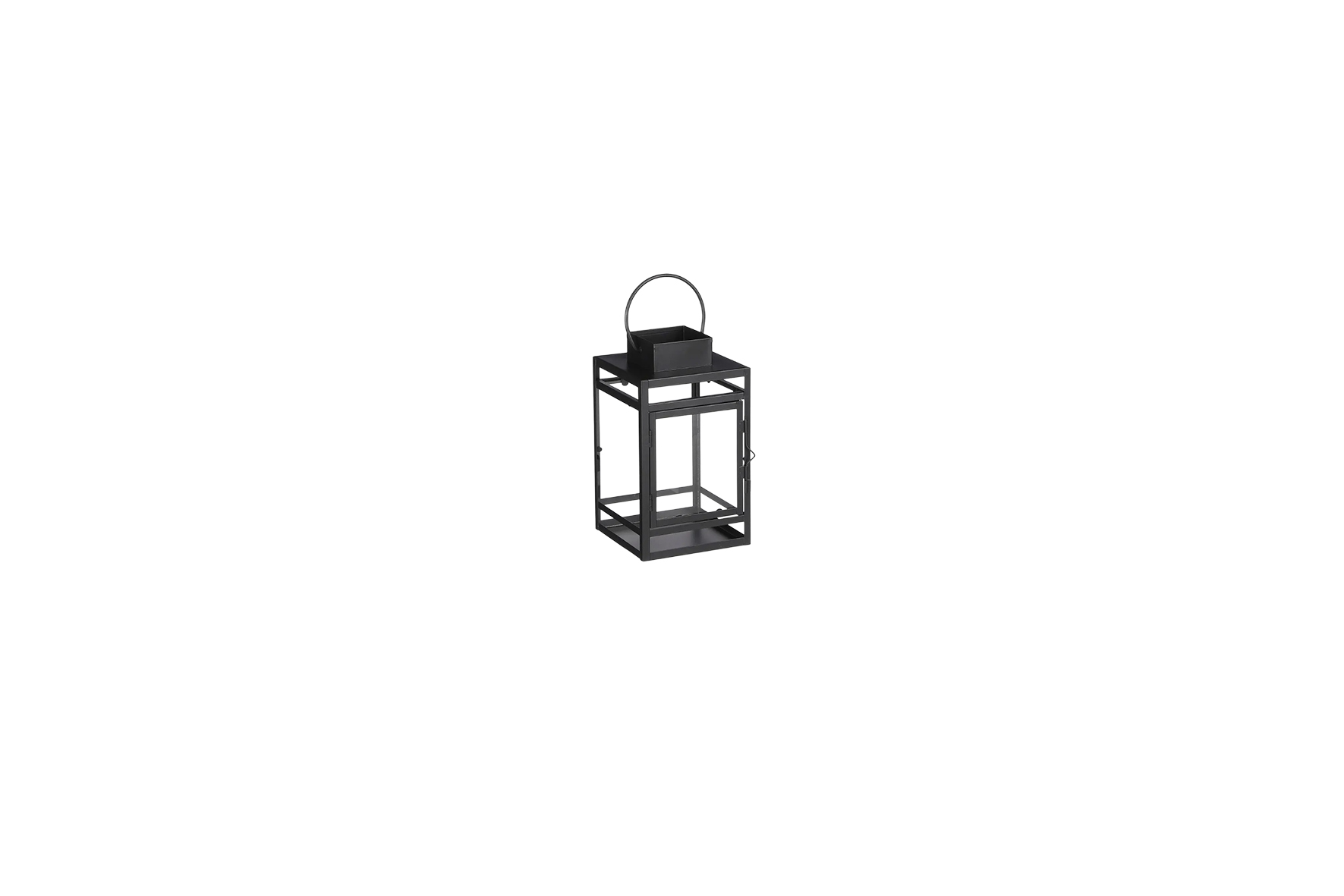 Lantern | Glass metal black L14xW13xH23