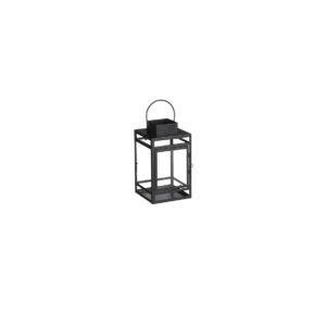 Lantaarn | Glas metaal zwart laag L14xB13xH23