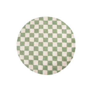 Vloerkleed rond M | Groen/wit geblokt Ø160