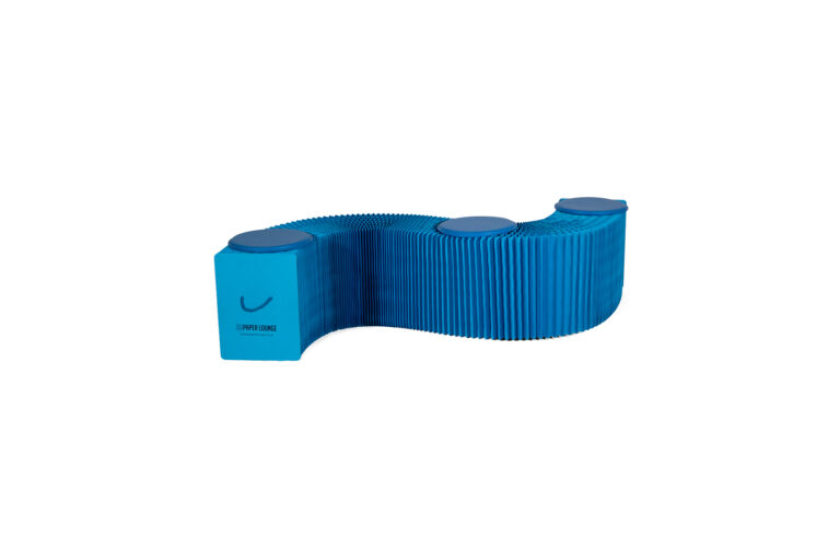 Paper bench blauw - 3 personen L150xH38 (set)