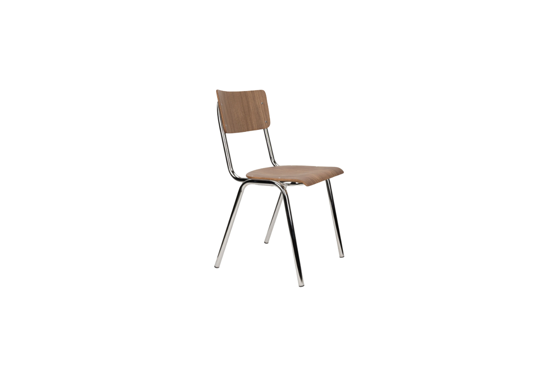 Stoel walnoot met chroom L49xB43xH82,5